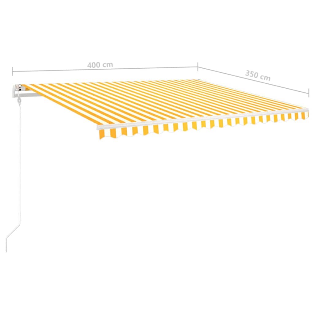 Manual Retractable Awning with LED 4x3.5 m Yellow and White
