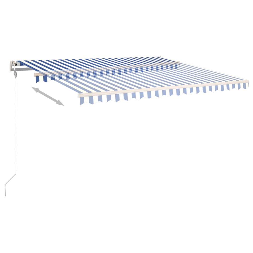Manual Retractable Awning with Posts 4.5x3.5 m Blue and White