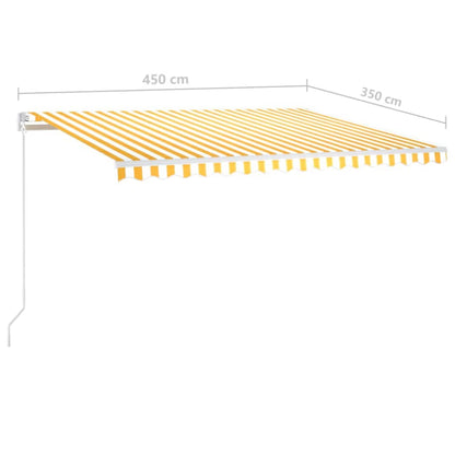 Manual Retractable Awning with Posts 4.5x3.5 m Yellow and White