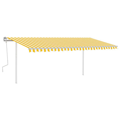 Manual Retractable Awning with LED 5x3.5 m Yellow and White