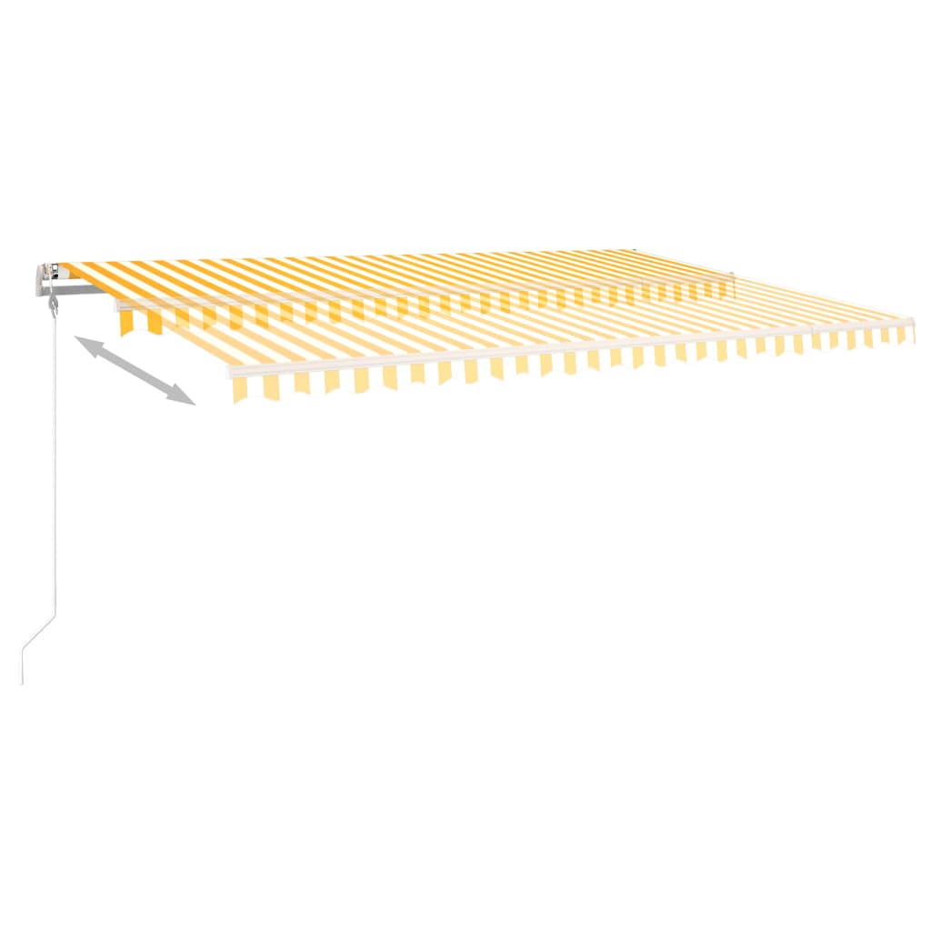Manual Retractable Awning with LED 5x3.5 m Yellow and White