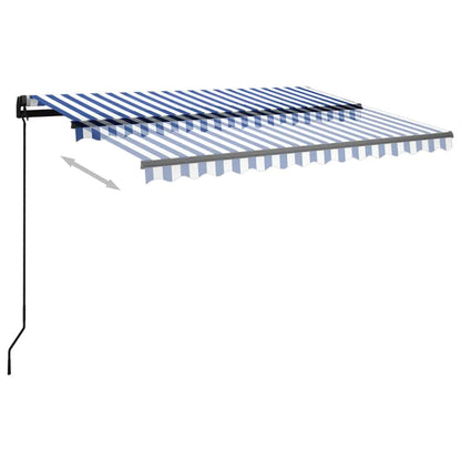 Manual Retractable Awning with LED 3.5x2.5 m Blue and White