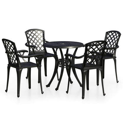 5 Piece Bistro Set Cast Aluminium Black