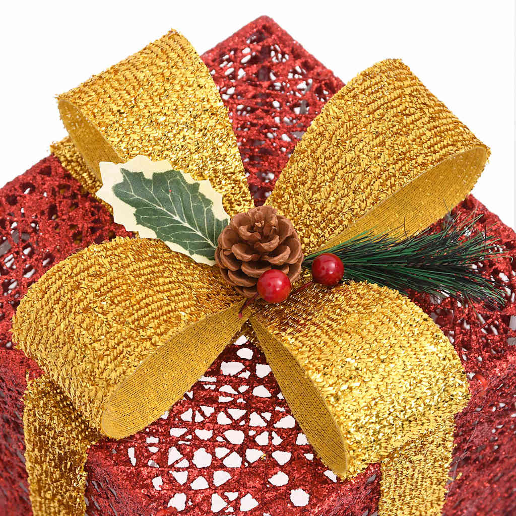 Decorative Christmas Gift Boxes 3 pcs Red Outdoor Indoor