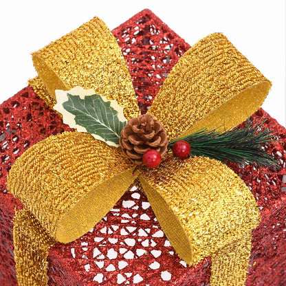 Decorative Christmas Gift Boxes 3 pcs Red Outdoor Indoor