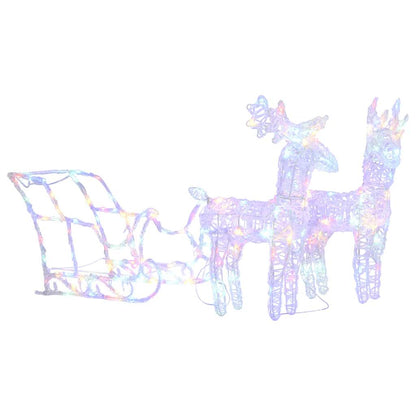 Reindeers & Sleigh Christmas Decoration 160 LEDs 130 cm Acrylic