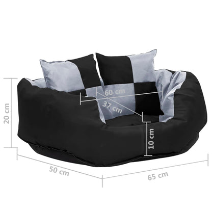 Reversible & Washable Dog Cushion Grey and Black 65x50x20 cm