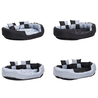 Reversible & Washable Dog Cushion Grey and Black 110x80x23 cm