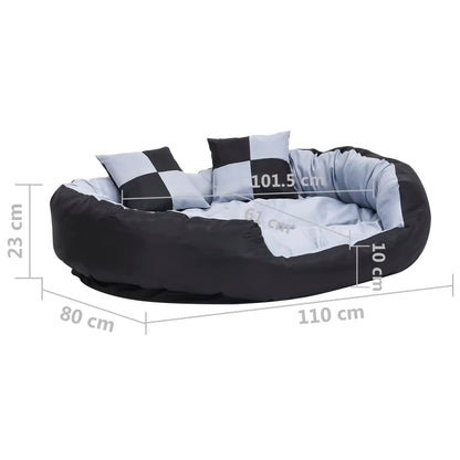 Reversible & Washable Dog Cushion Grey and Black 110x80x23 cm