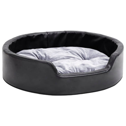 Dog Bed Black and Grey 69x59x19 cm Plush and Faux Leather