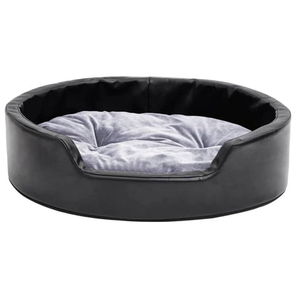 Dog Bed Black and Grey 69x59x19 cm Plush and Faux Leather