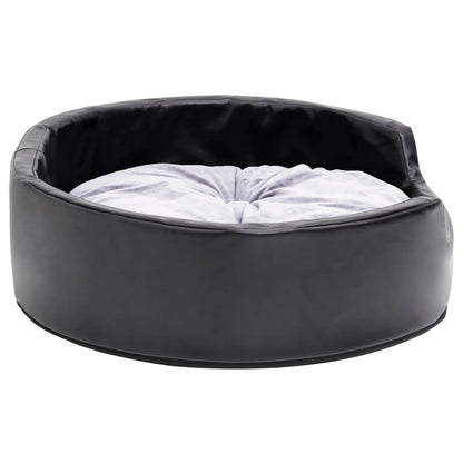 Dog Bed Black and Grey 69x59x19 cm Plush and Faux Leather