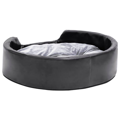 Dog Bed Black and Grey 69x59x19 cm Plush and Faux Leather