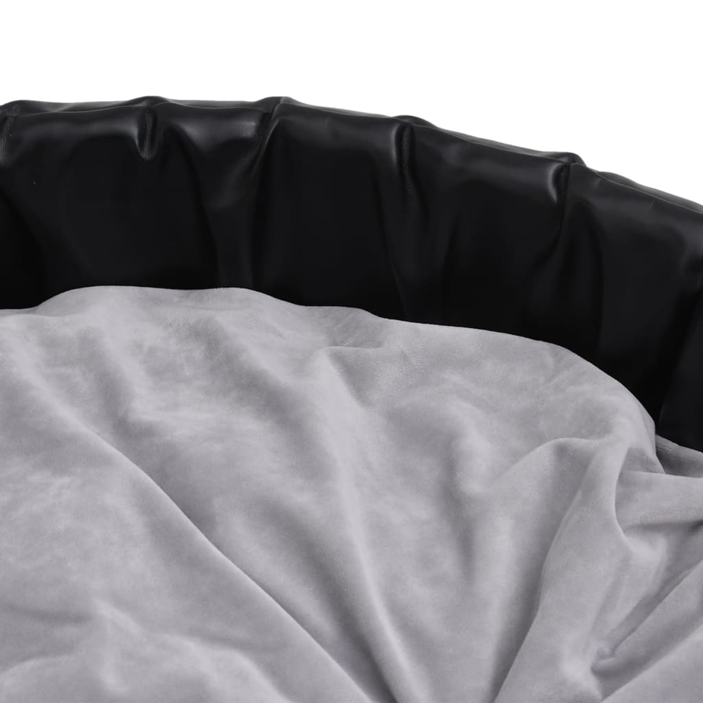 Dog Bed Black and Grey 69x59x19 cm Plush and Faux Leather