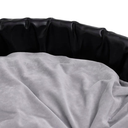 Dog Bed Black and Grey 69x59x19 cm Plush and Faux Leather