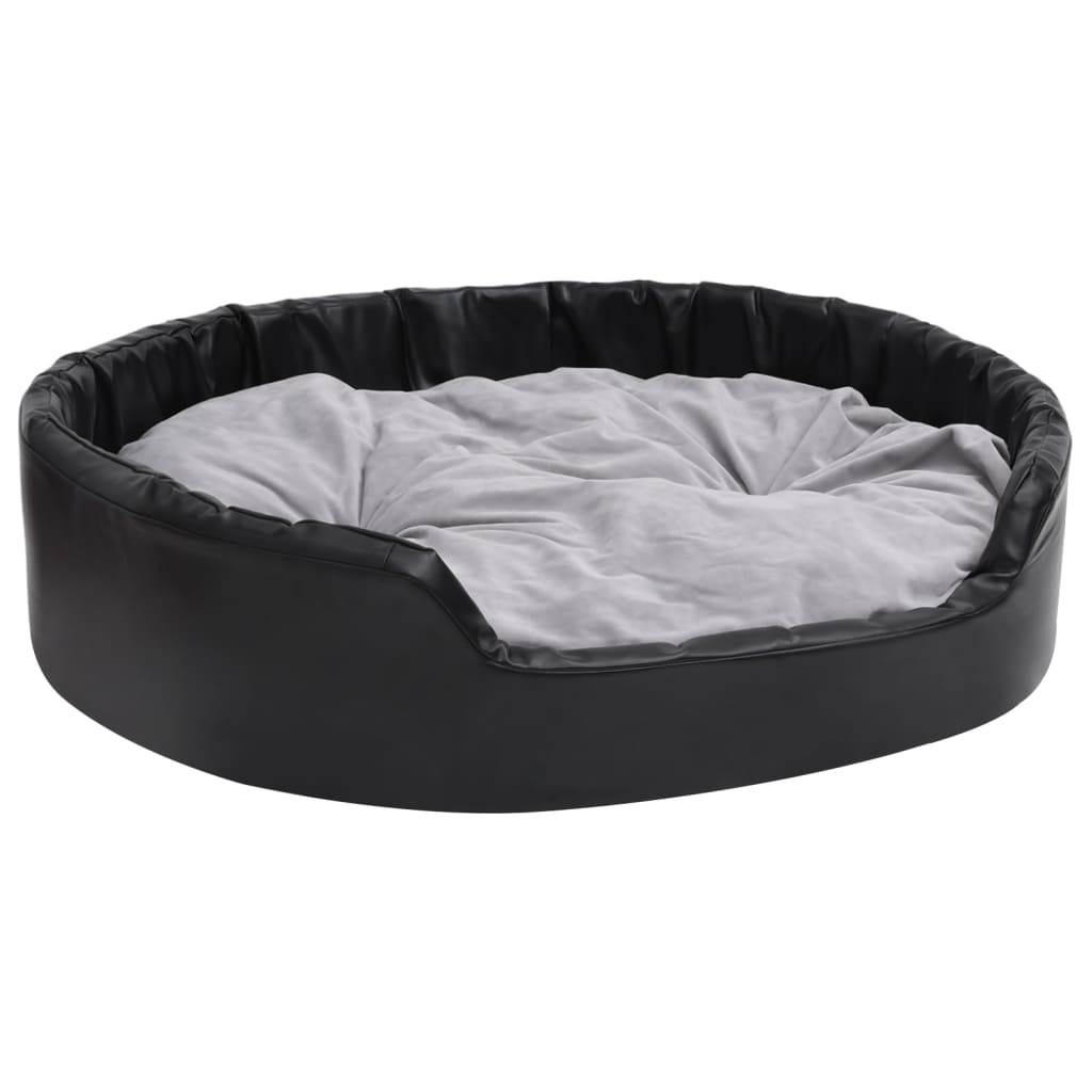 Dog Bed Black and Grey 99x89x21 cm Plush and Faux Leather