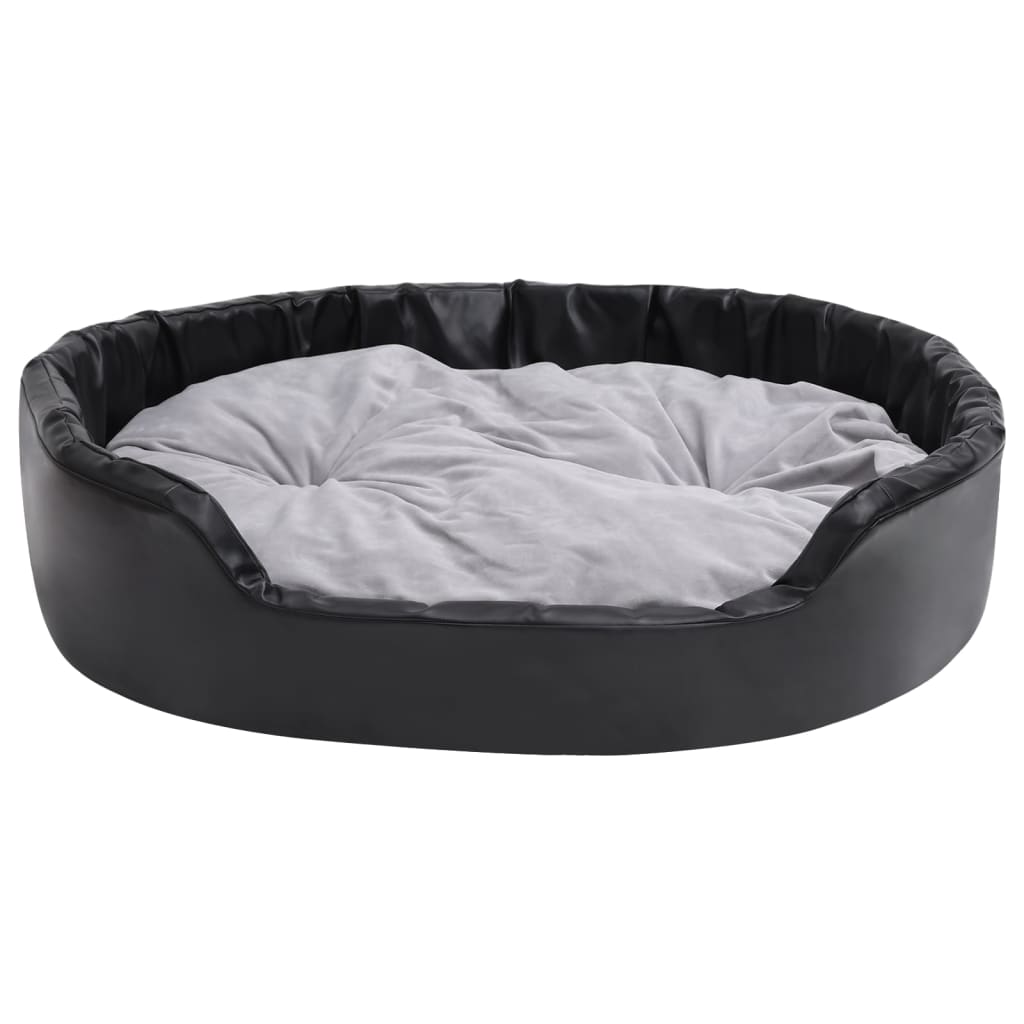 Dog Bed Black and Grey 99x89x21 cm Plush and Faux Leather