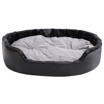 Dog Bed Black and Grey 99x89x21 cm Plush and Faux Leather