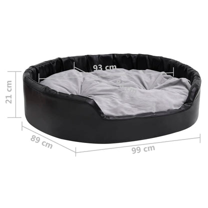 Dog Bed Black and Grey 99x89x21 cm Plush and Faux Leather