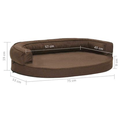 Ergonomic Dog Bed Mattress 75x53 cm Linen Look Brown