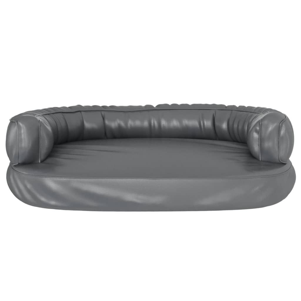 Ergonomic Foam Dog Bed Grey 75x53 cm Faux Leather