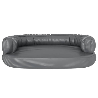 Ergonomic Foam Dog Bed Grey 75x53 cm Faux Leather