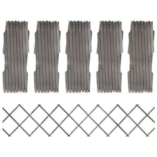 Trellis Fences 5 pcs Grey Solid Firwood 180x30 cm