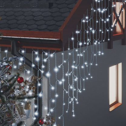 LED Curtain Icicle Lights 10m 400 LED Cold White 8 Function