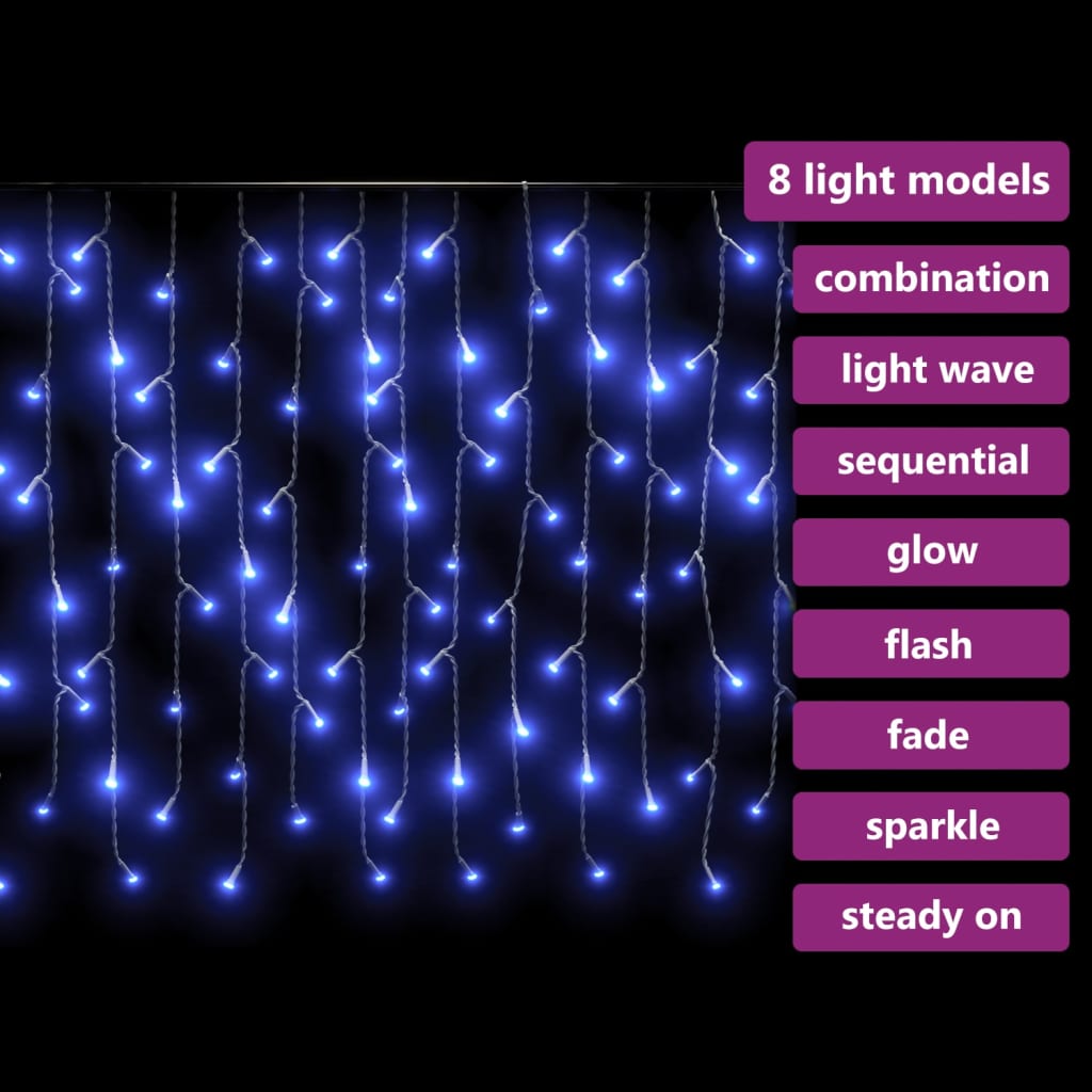 LED Curtain Icicle Lights 10m 400 LED Blue 8 Function