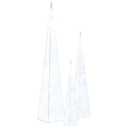 Acrylic Decorative LED Light Cone Set Cold White 30/45/60cm