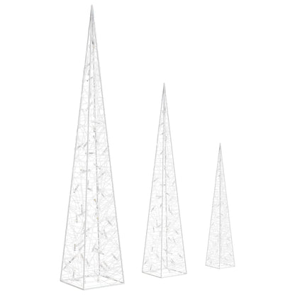Acrylic Decorative LED Light Cone Set Multicolour 60/90/120cm