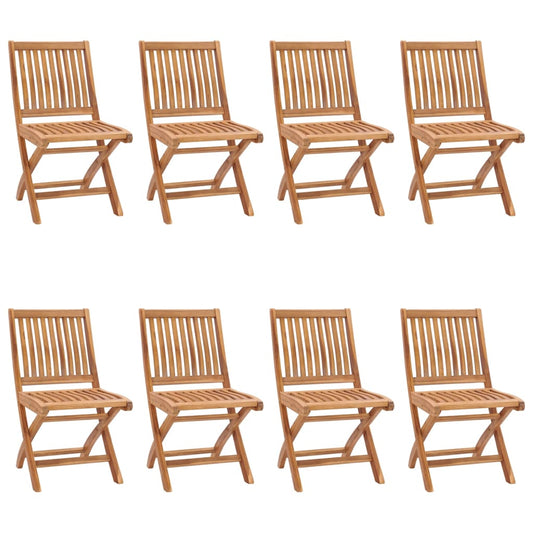 Folding Garden Chairs 8 pcs Solid Teak Wood