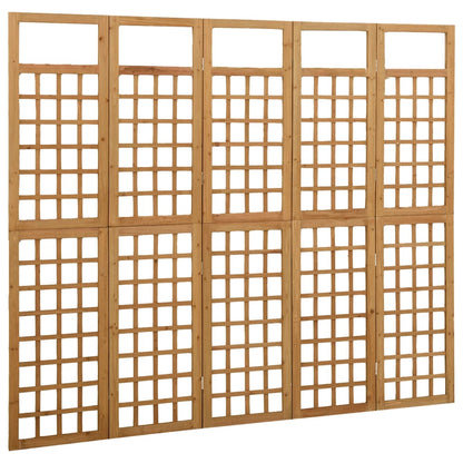 5-Panel Room Divider/Trellis Solid Fir Wood 201.5x180 cm