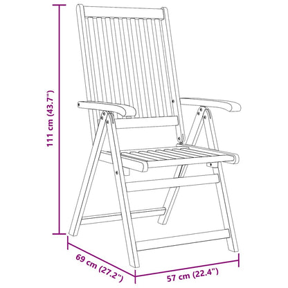 Folding Garden Chairs 8 pcs Solid Acacia Wood