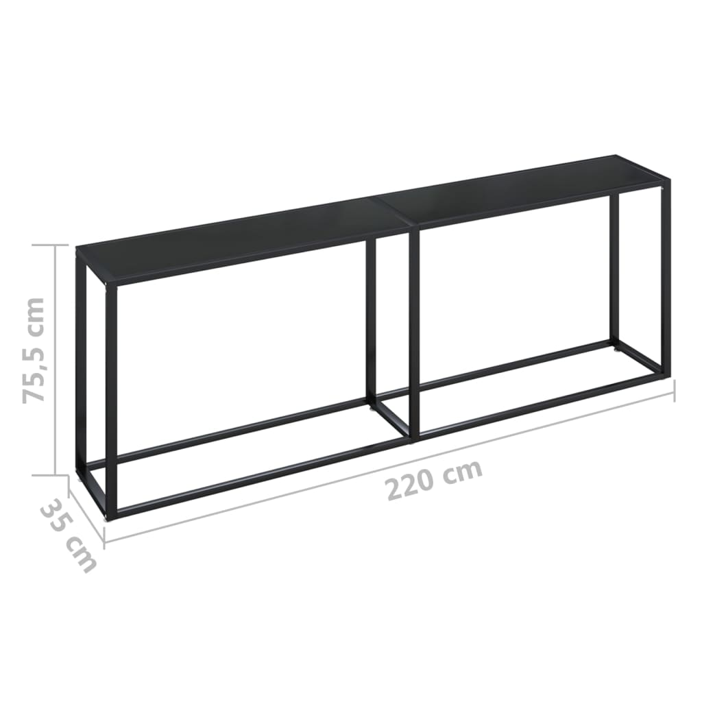 Console Table Black 220x35x75.5cm Tempered Glass