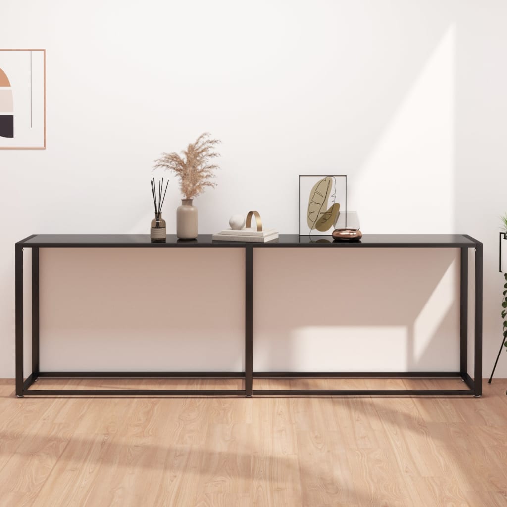 Console Table Black 220x35x75.5cm Tempered Glass