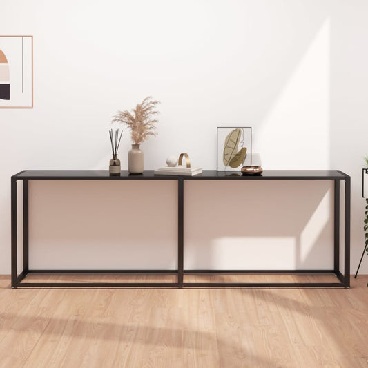 Console Table Black 220x35x75.5cm Tempered Glass