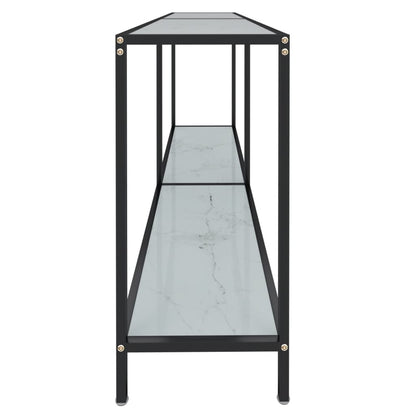Console Table White 160x35x75.5 cm Tempered Glass