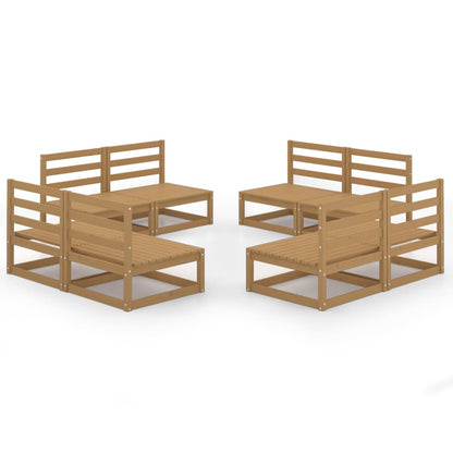 8 Piece Garden Lounge Set Honey Brown Solid Pinewood