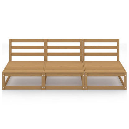 Garden 3-Seater Sofa Honey Brown Solid Pinewood