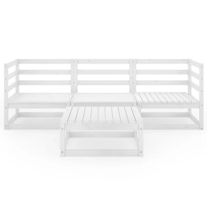 4 Piece Garden Lounge Set White Solid Wood Pine