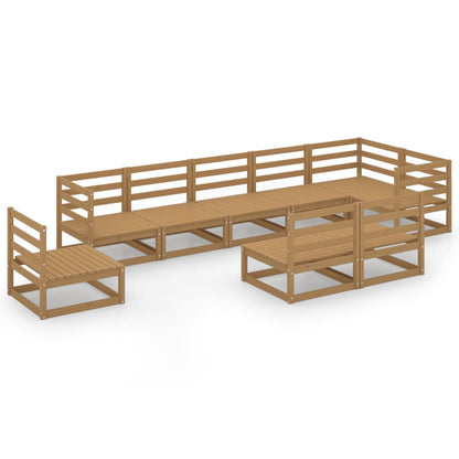 9 Piece Garden Lounge Set Honey Brown Solid Pinewood