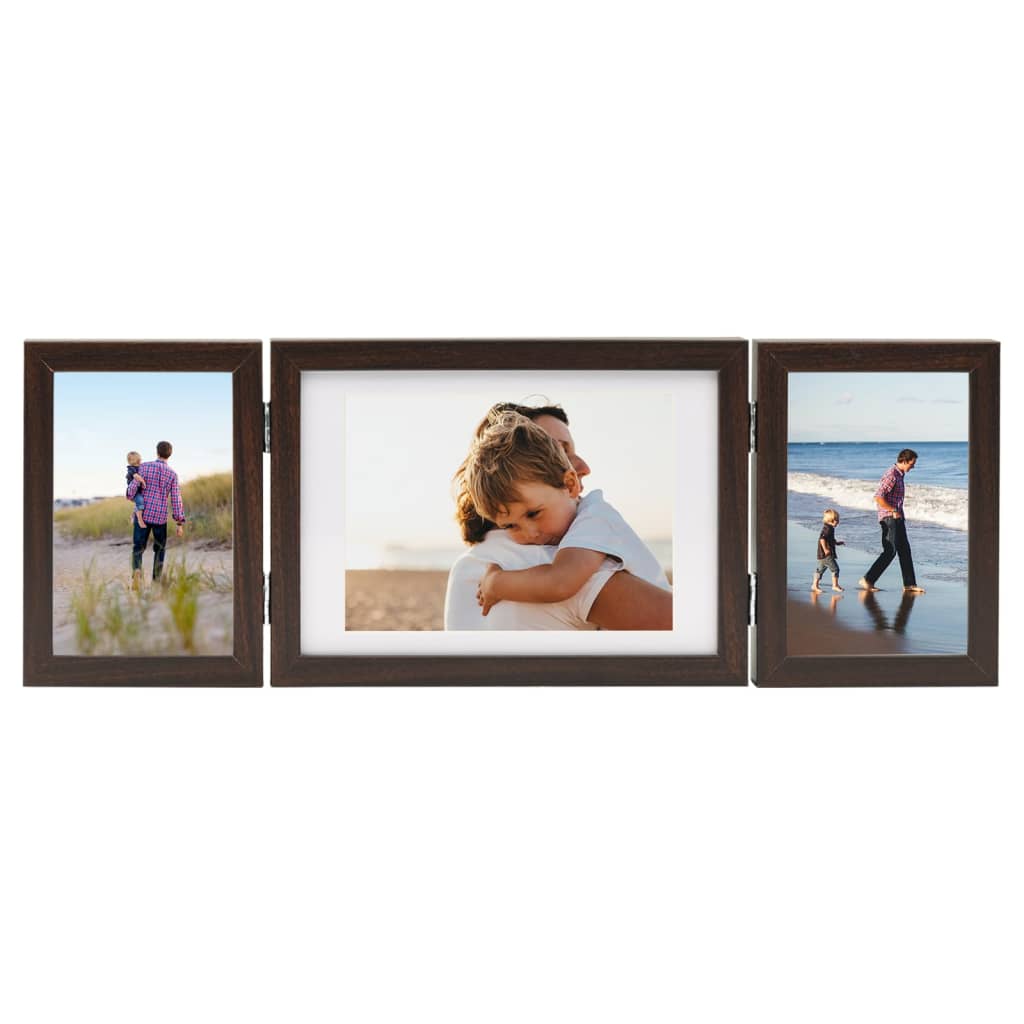 Trifold Photo Frame Collage Dark Brown 22x15 cm+2x