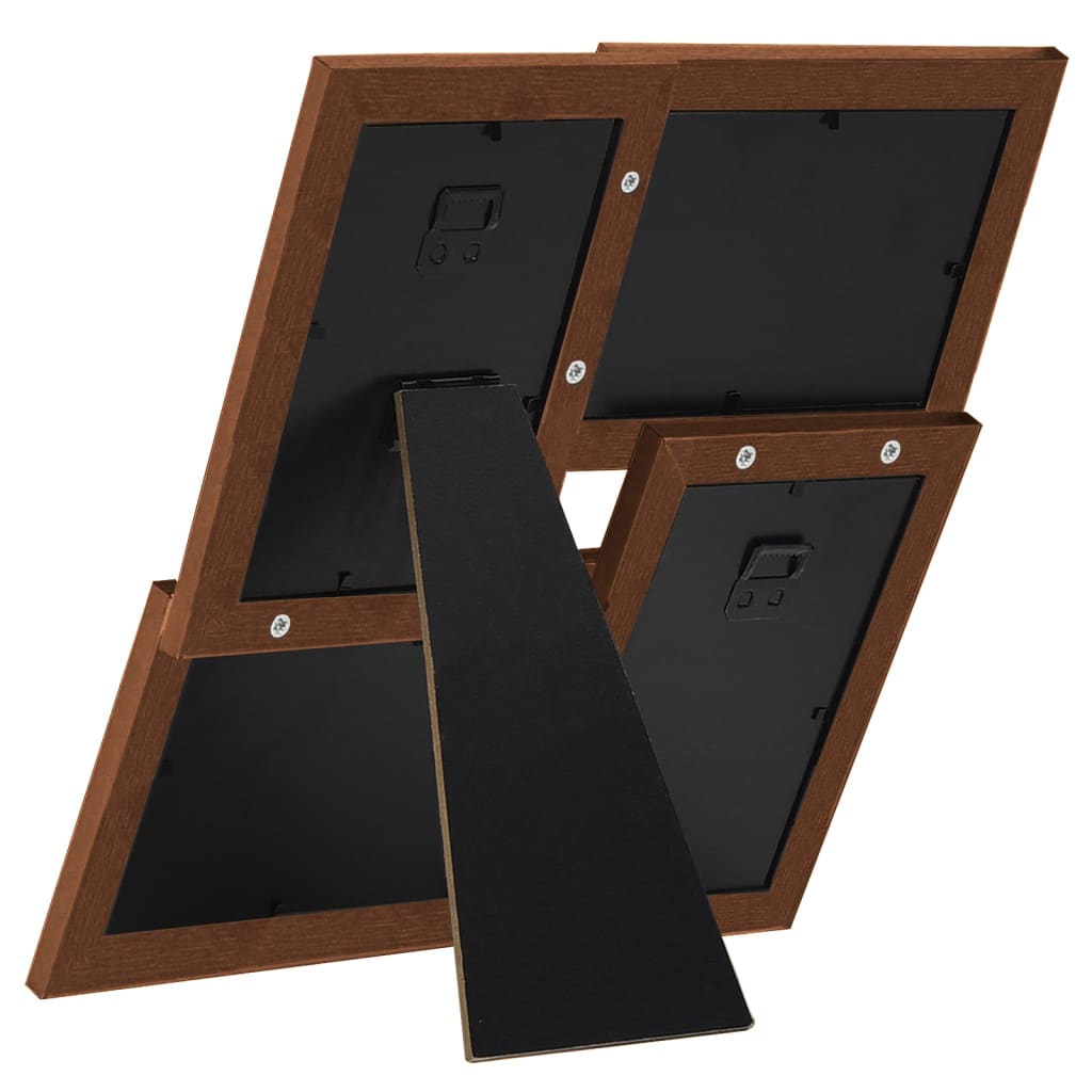 Collage Photo Frame for 4x(10x15 cm) Picture Dark Brown MDF