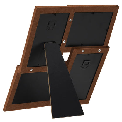 Collage Photo Frame for 4x(10x15 cm) Picture Dark Brown MDF