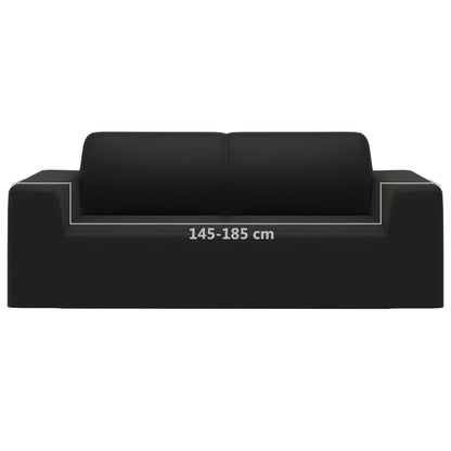 2-Seater Stretch Couch Slipcover Black Polyester Jersey