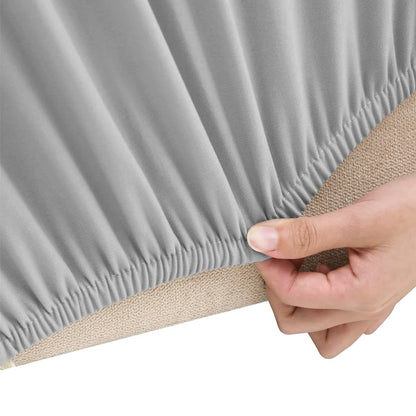 2-Seater Stretch Couch Slipcover Grey Polyester Jersey