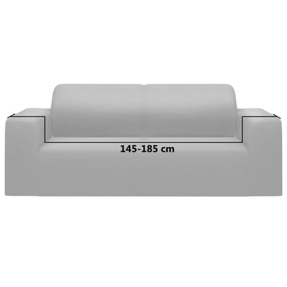 2-Seater Stretch Couch Slipcover Grey Polyester Jersey