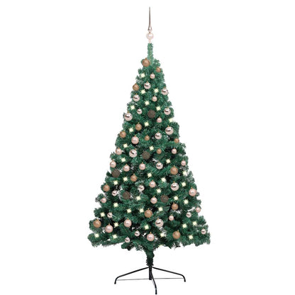 Artificial Half Pre-lit Christmas Tree with Ball Set Green 180 cm