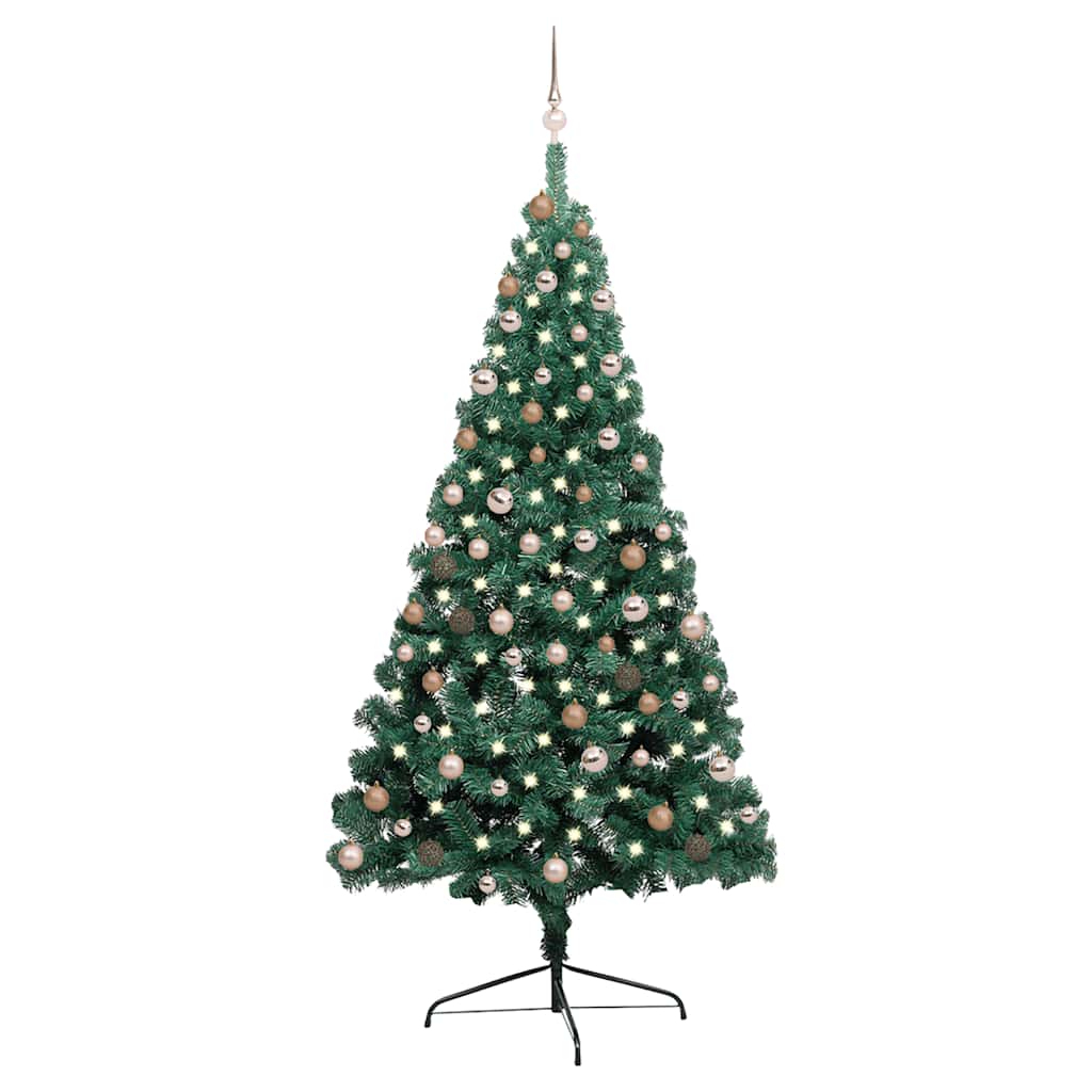 Artificial Half Pre-lit Christmas Tree with Ball Set Green 210 cm